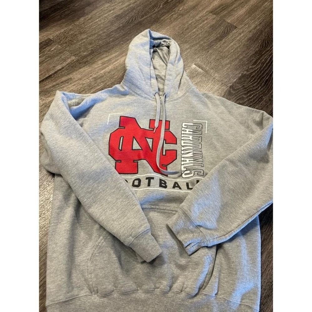 NCC Cardinals Football Hoodie Sweatshirt Pullover Gray Mens Size small
